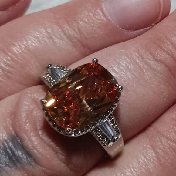 Silver Morganite and CZ Fashion Ring Size 10 - Flawed - Picture 8 of 13